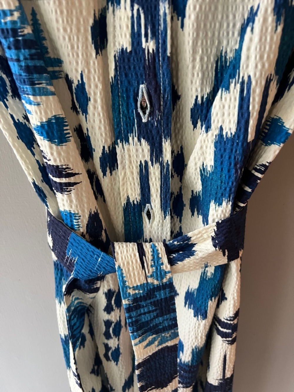 Vilagallo Blue and White Sleeveless Maxi Shirt Dress - Picture 3 of 6